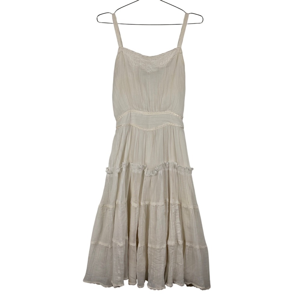 VTG Gunne Sax Womens‎ Small White Tiered Prairie Dress 70s Cottagecore Flaws